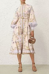 Hypnotic Floral-print Puff-sleeve Midi Dress
