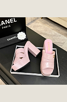 Crumpled Patent Lambskin Platform Sandals