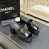 Crumpled Patent Lambskin Platform Sandals