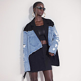 Patchwork Denim Blazer