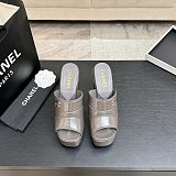 Crumpled Patent Lambskin Platform Sandals