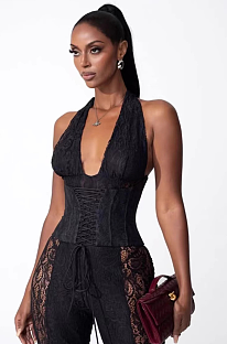 Lace Wide Leg Pants & Halter Top