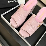 Crumpled Patent Lambskin Platform Sandals