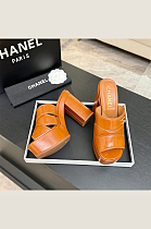 Crumpled Patent Lambskin Platform Sandals
