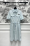 Self-tie Shirt Dress in Light Blue