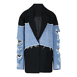 Patchwork Denim Blazer