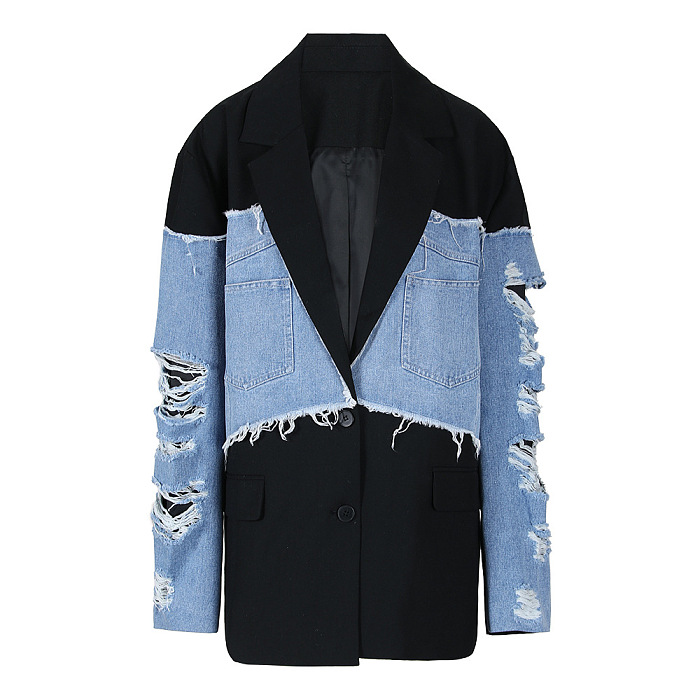 Patchwork Denim Blazer