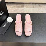 Crumpled Patent Lambskin Platform Sandals