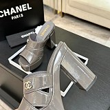 Crumpled Patent Lambskin Platform Sandals