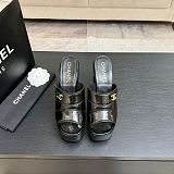 Crumpled Patent Lambskin Platform Sandals