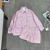 Silk Blend Shorts & Jacket Top
