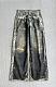 Distressed Frayed Mix Patchwork Wide Leg Denim Jeans