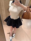 Two Tone Polo & Pleated Skirt