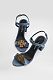 Denim sandals with embroidery and stones