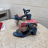 Denim sandals with embroidery and stones