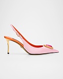 Crystal Satin Slingback Pumps