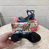 Denim sandals with embroidery and stones