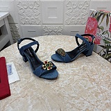Denim sandals with embroidery and stones