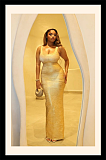Gold Foil Deep V-Neck Sleeveless Bodycon Maxi Dress