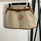 Canvas Mini Skirt with Belt