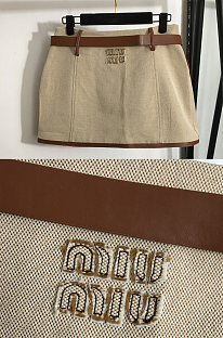 Canvas Mini Skirt with Belt