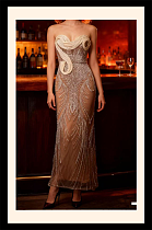 Strapless   Pearls Evening Long Dress