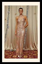 Rose Gold Halterneck Embellished Maxi Dress