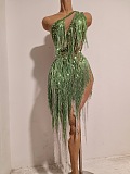 One Shoulder Fringes Dress
