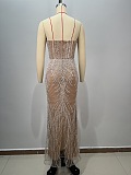 Strapless   Pearls Evening Long Dress