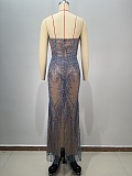 Strapless Beaded Pearls Evening Long Dress