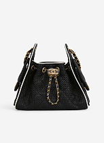 CHANEL 25 Black Raffia Mini Handbag