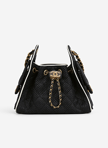 CHANEL 25 Black Raffia Mini Handbag