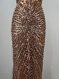 Rose Gold Halterneck Embellished Maxi Dress
