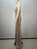 Strapless Pearl Sequin Embellished Maxi Dress