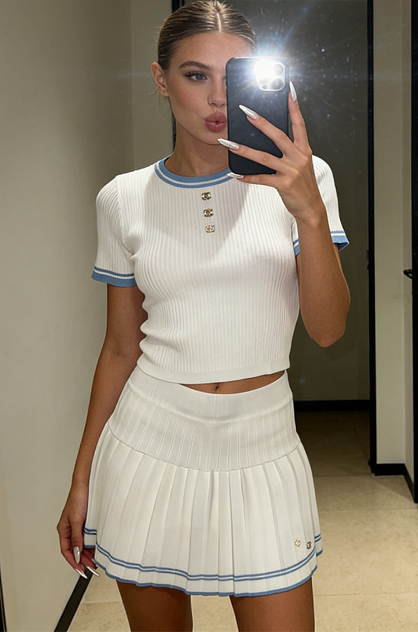 Knit Pleated Skirt Set