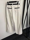 Straight Logo Embroidered Cotton Pants