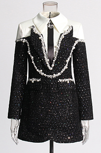 Shirt Collar Beaded Dress