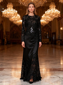 Sequins Patchwork Long Dress