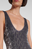 Bodysuit with gg crystals - grey