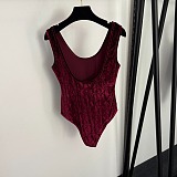 Bodysuit with gg crystals - burgundy