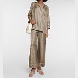 Silk-satin Jjacquard wide-leg pants & Shirt