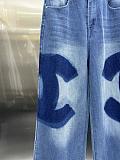 Washed Cotton Denim Flare Bottom Jeans