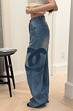 Washed Cotton Denim Flare Bottom Jeans