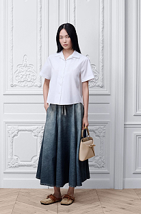 Mid-Length Belted Skirt