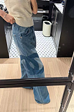 Washed Cotton Denim Flare Bottom Jeans