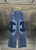 Washed Cotton Denim Flare Bottom Jeans
