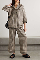 Silk-satin Jjacquard wide-leg pants & Shirt