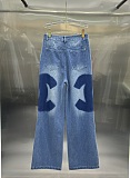 Washed Cotton Denim Flare Bottom Jeans