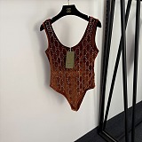 Bodysuit with gg crystals - brown