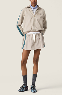 Twill Jacket & Drawstring Mini Skirt